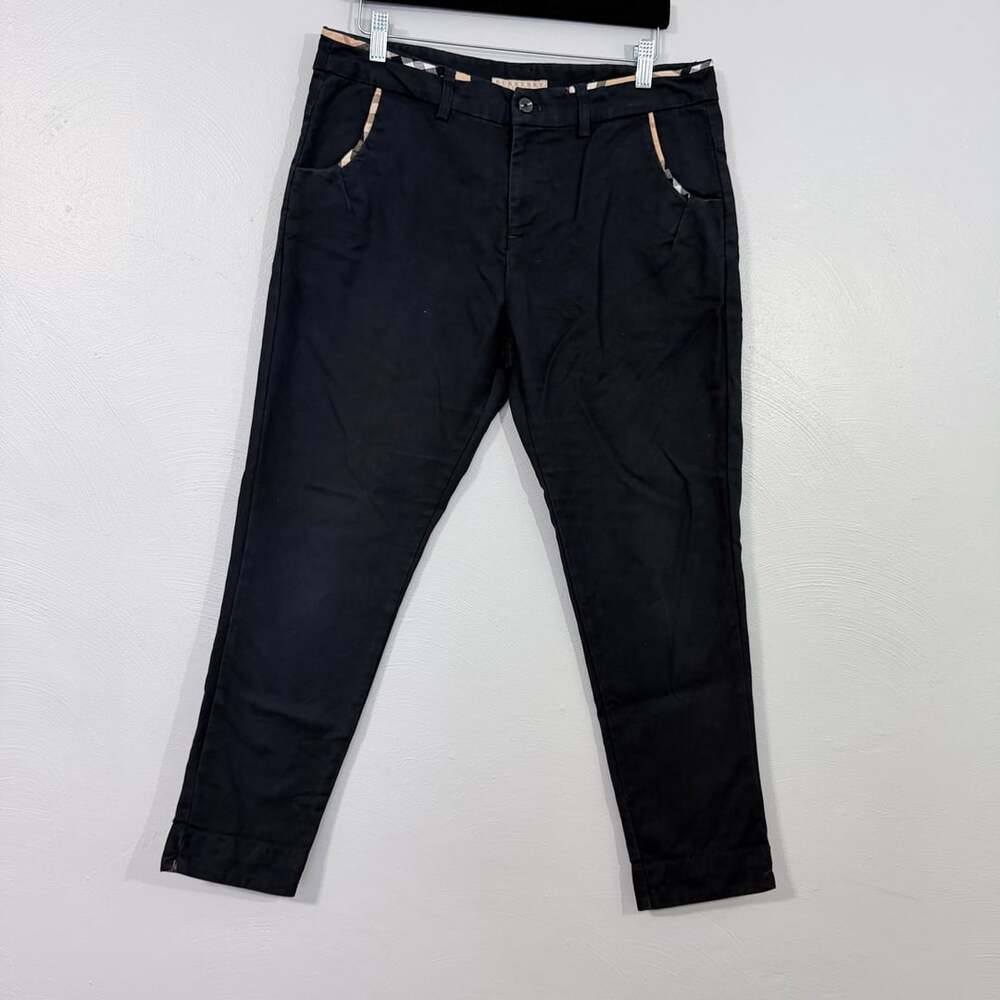 Burberry London Chinos Size 34 Black Nova Check Trim